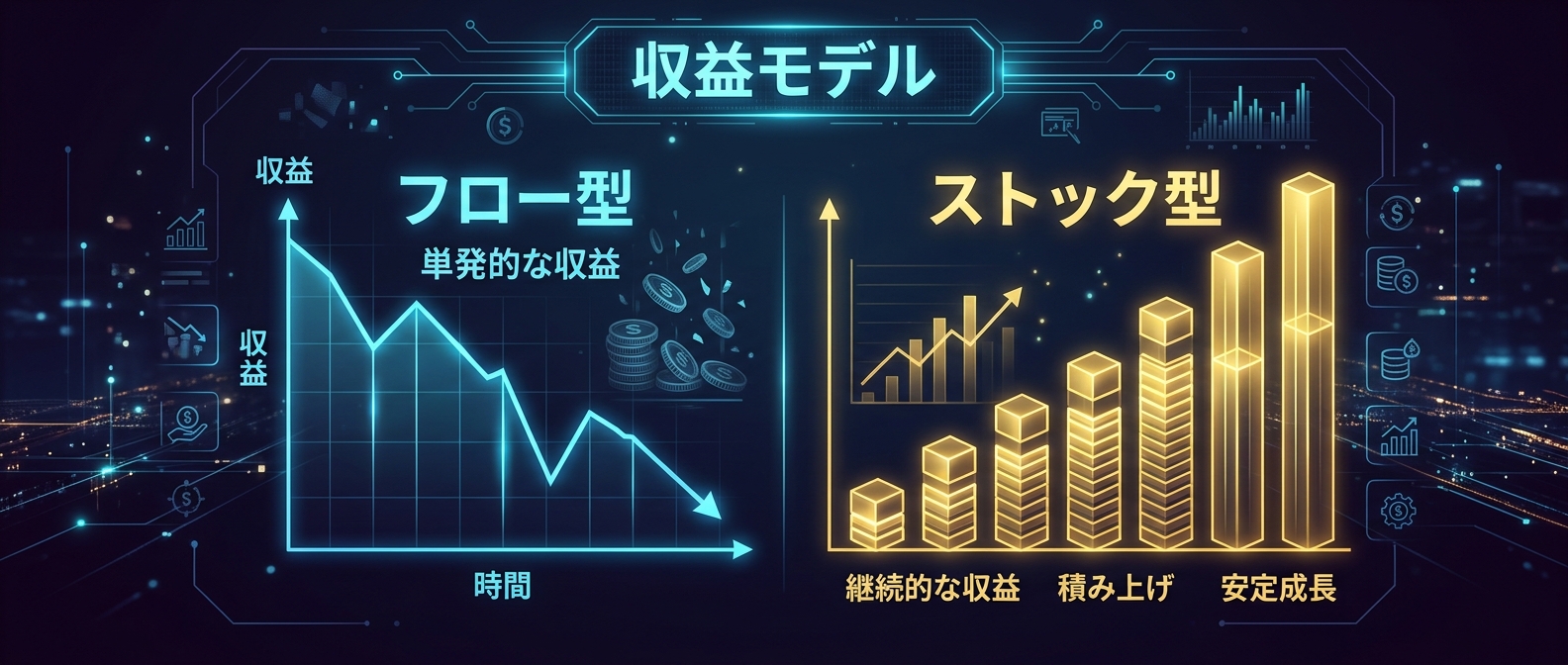 労働集約型のフロー収益と、自動化されたストック収益の決定的な違い。
