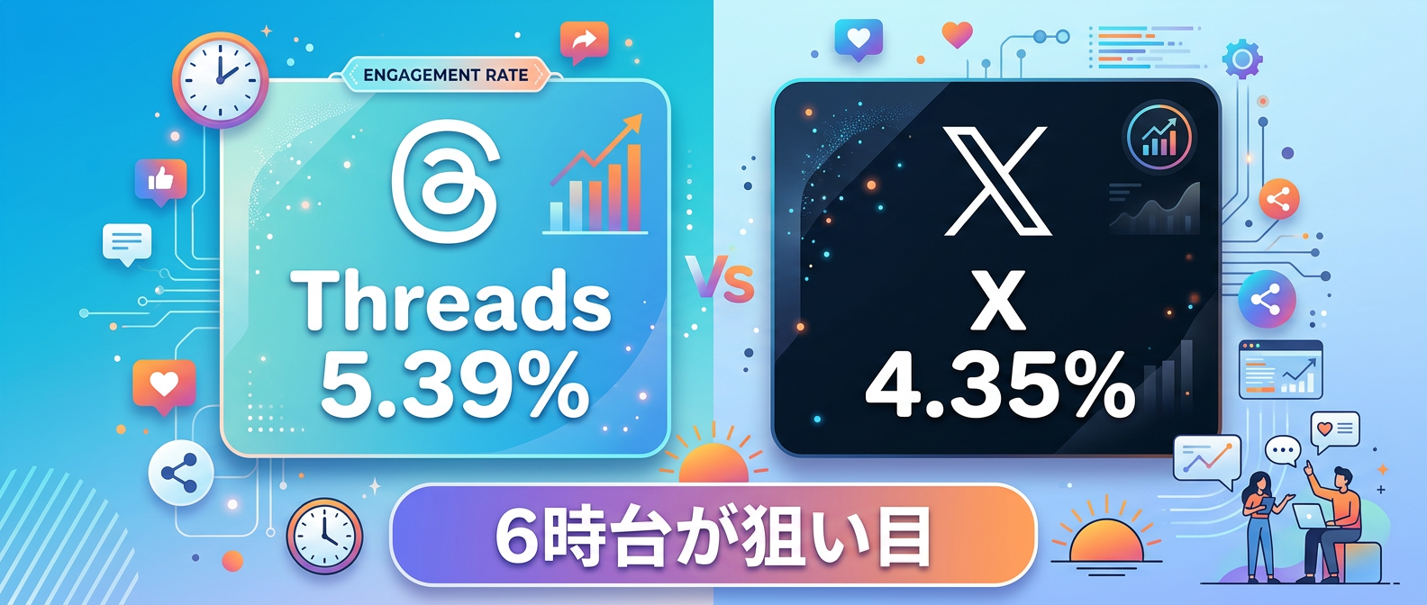 プラットフォーム別の平均エンゲージメント率と狙い目の時間帯