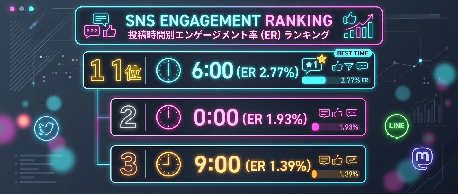 Threads・Xの高エンゲージメント時間帯トップ3