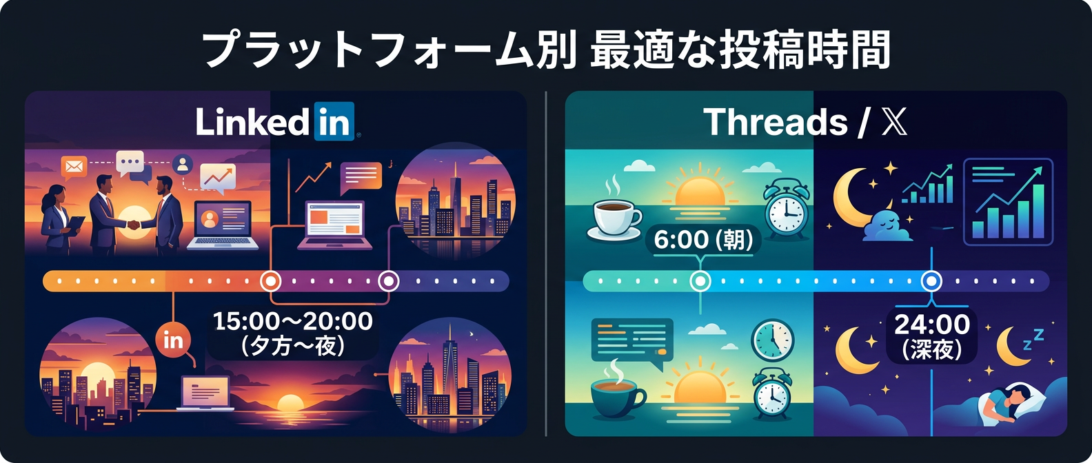 プラットフォーム別・最適な投稿時間の比較