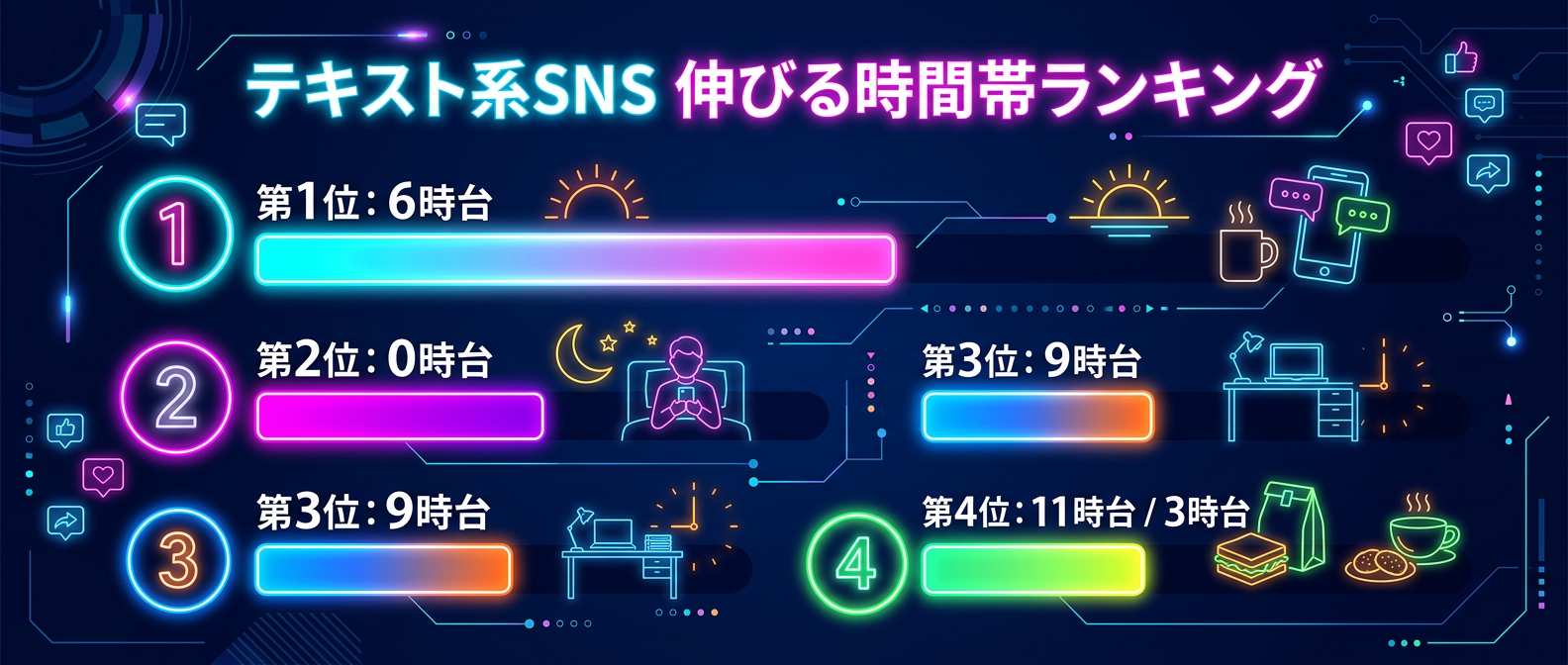 テキスト系SNSの高エンゲージメント時間帯ランキング