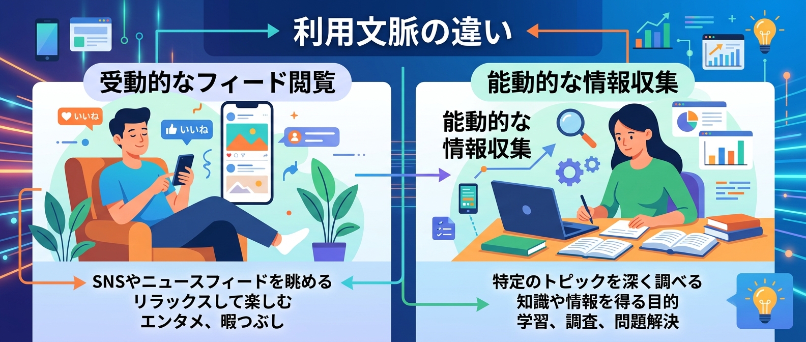 「ながら見」と「情報収集」の利用文脈の違い