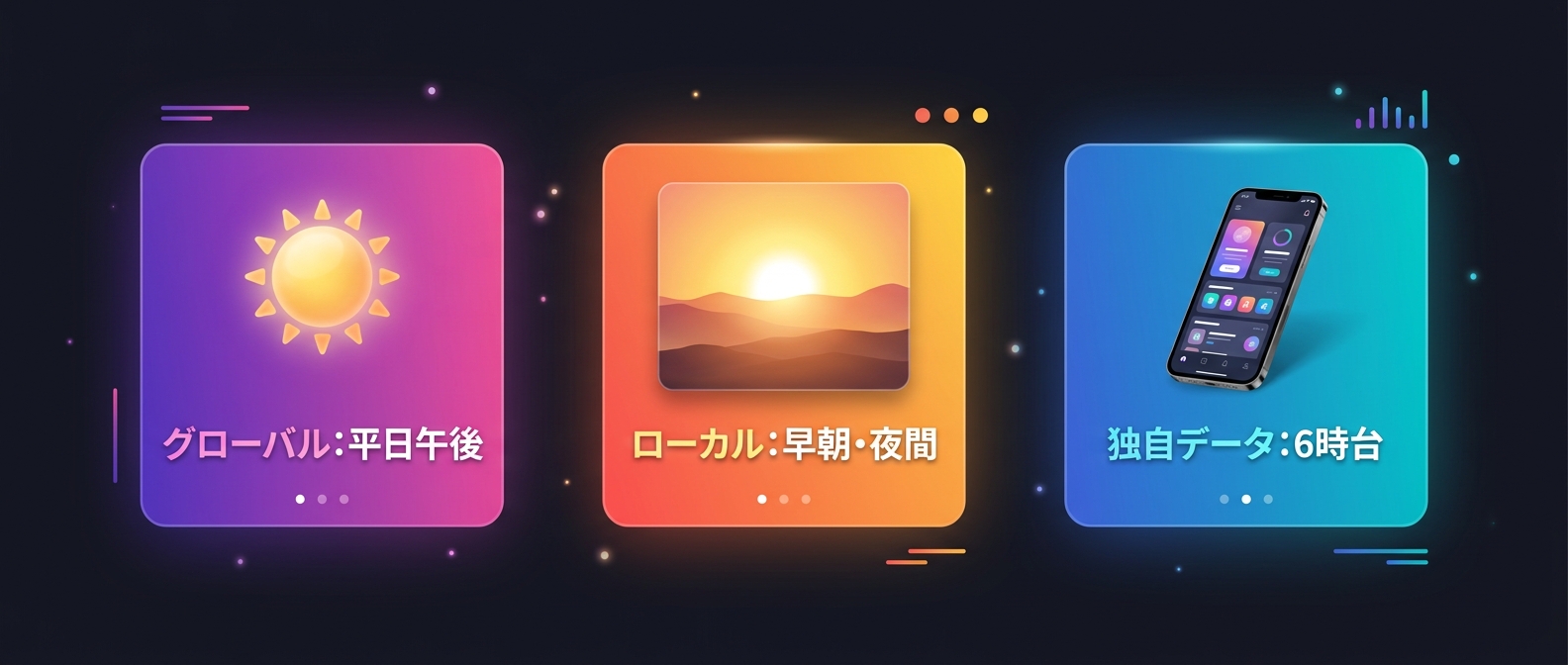 グローバルデータとローカルデータで異なる最適時間の比較