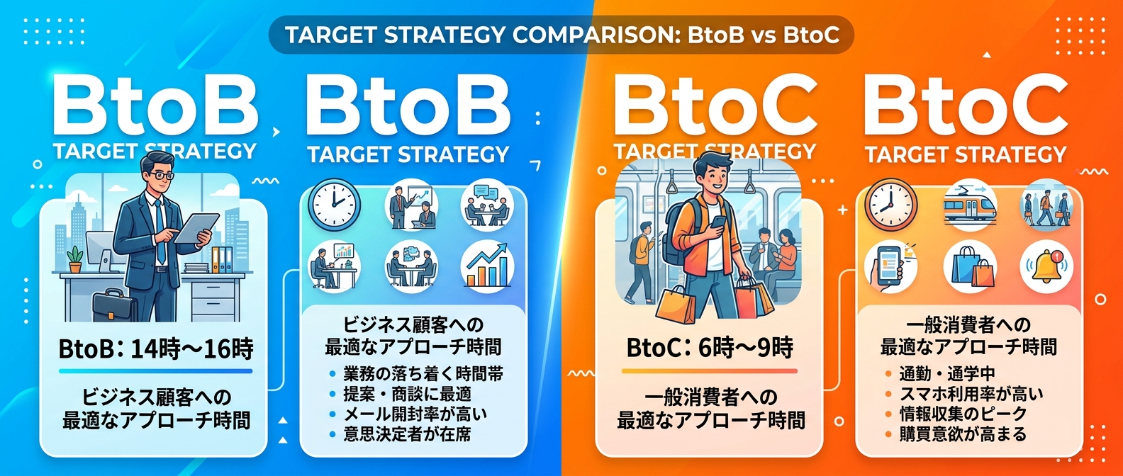 BtoBとBtoCで異なるターゲット別最適投稿時間