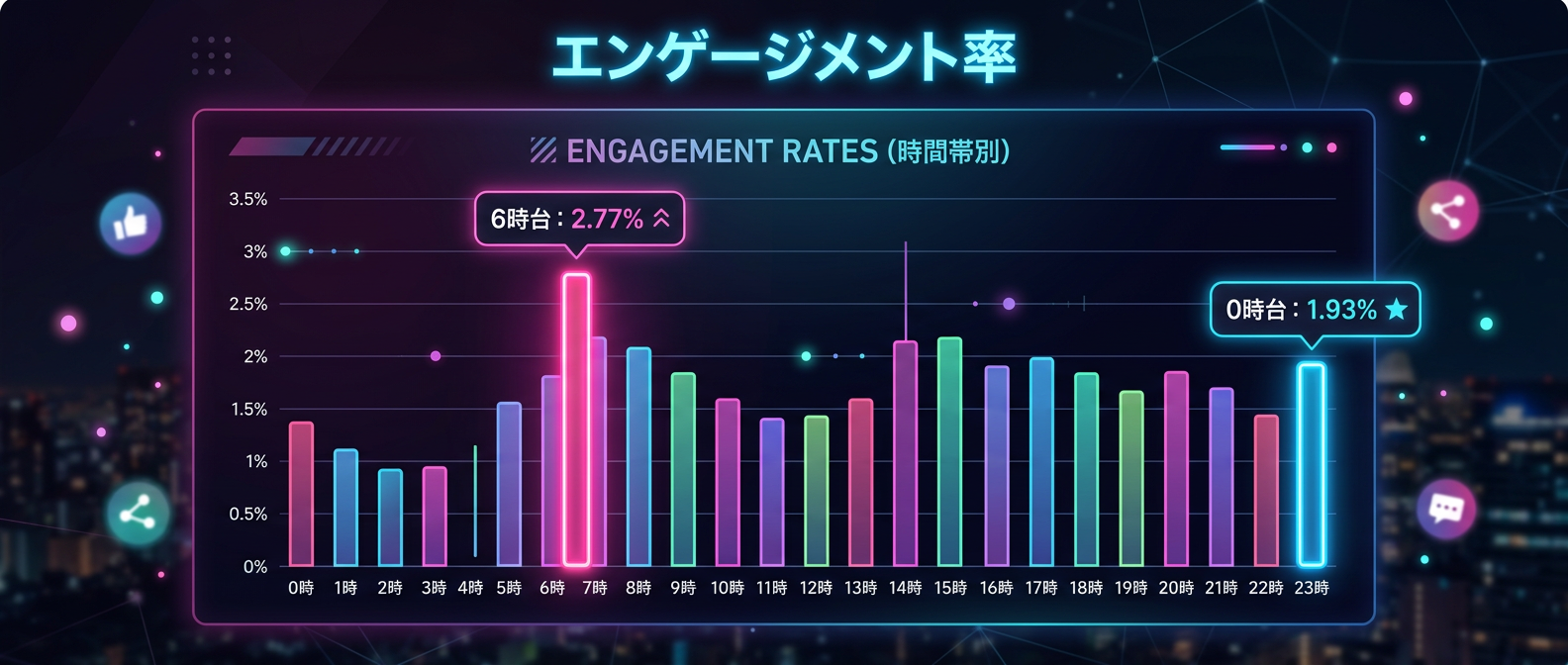 早朝・深夜のエンゲージメント率の高さ