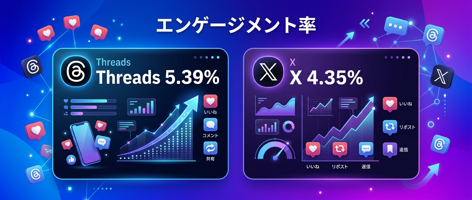 ThreadsとXのエンゲージメント率比較