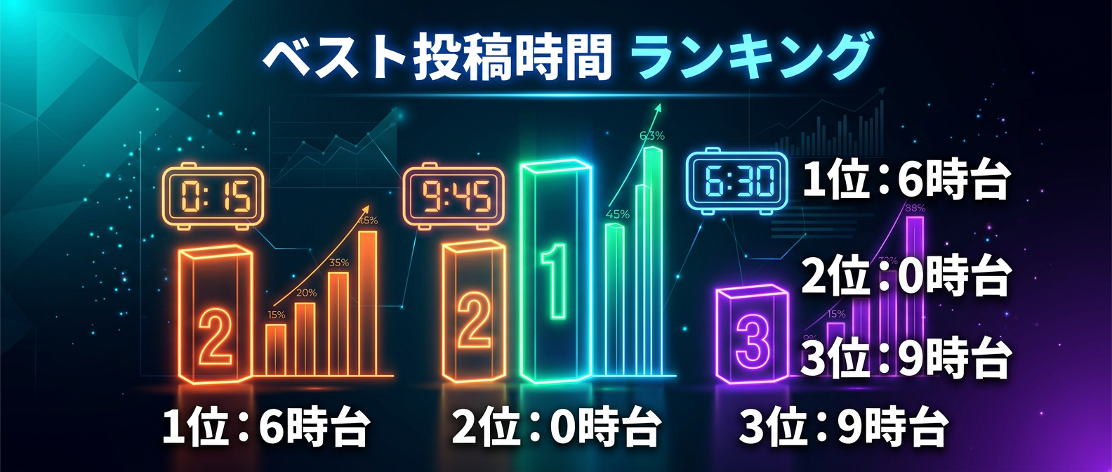 エンゲージメント率が最も高い投稿時間帯トップ3