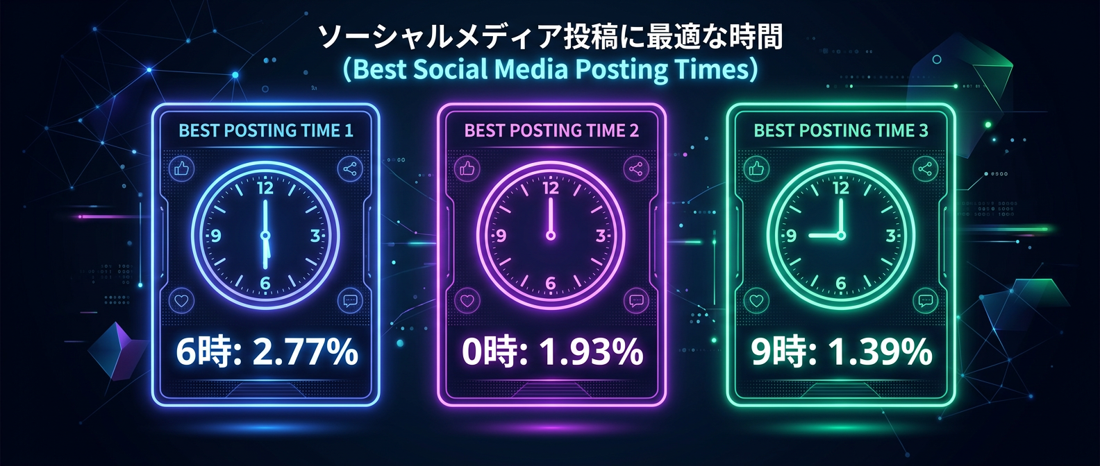 最もエンゲージメントが高まる投稿時間帯トップ3