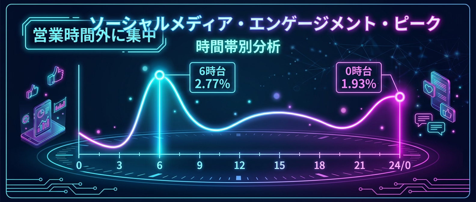 早朝と深夜に集中するSNSエンゲージメント