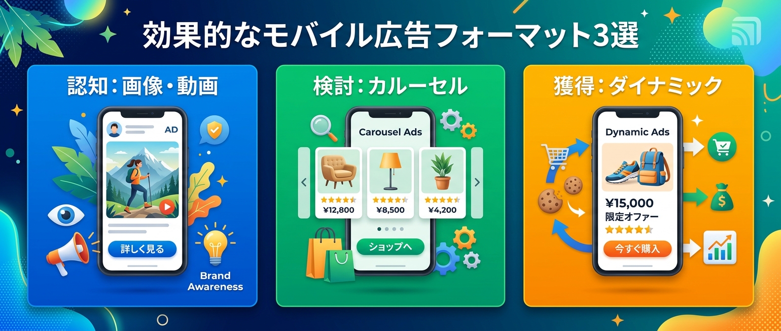 目的に合わせた3つの最適な広告フォーマット