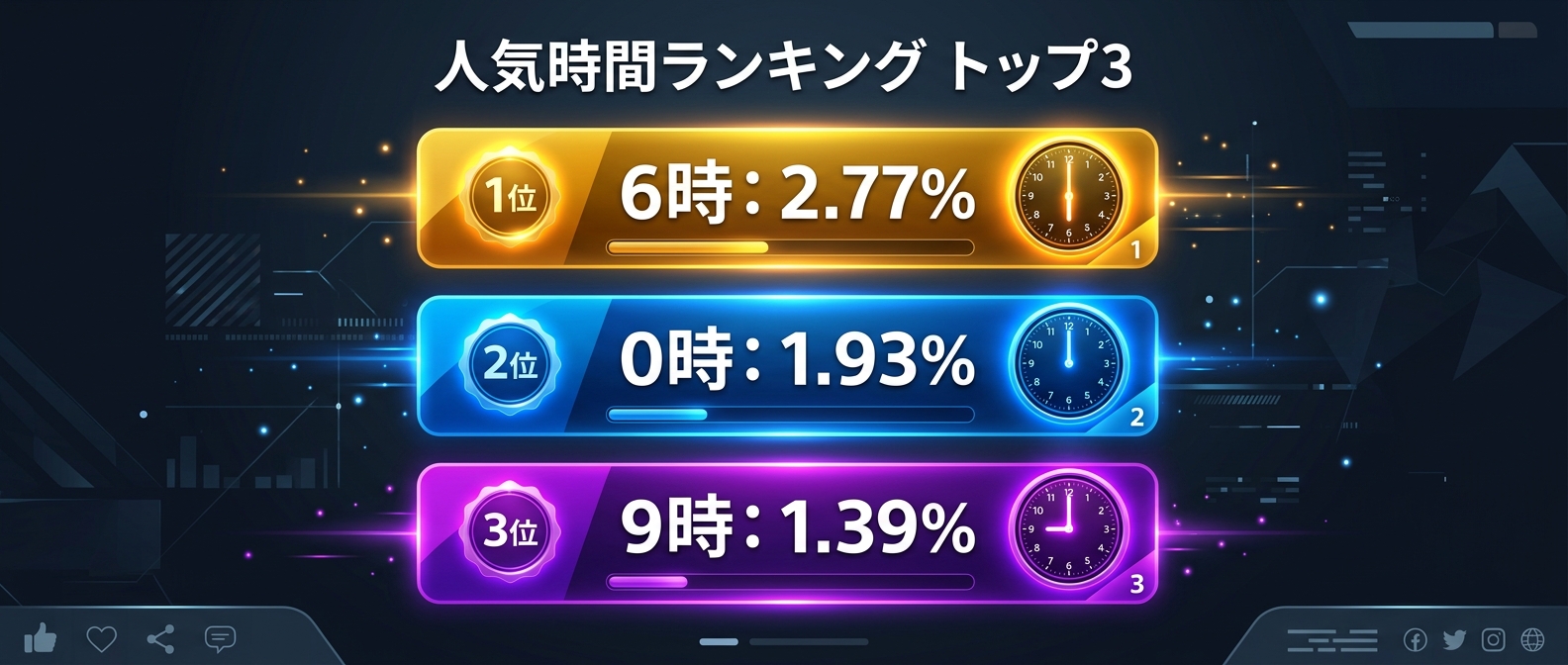 高エンゲージメントを獲得しやすい投稿時間トップ3