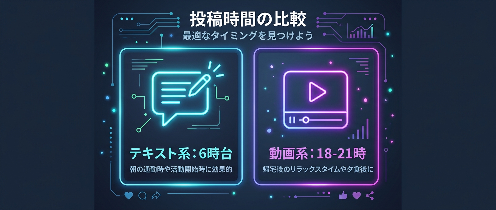 テキスト主体と動画主体で異なる最適な投稿時間