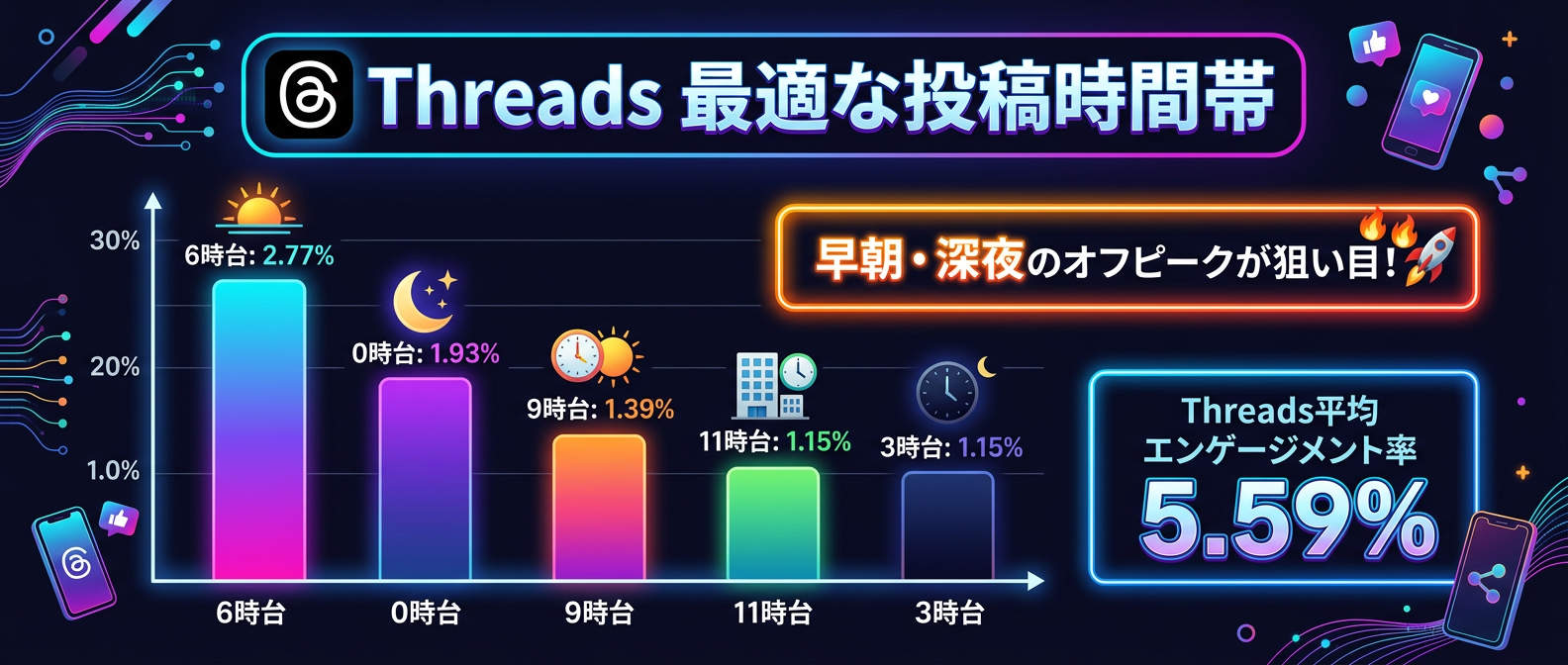Threadsの時間帯別エンゲージメント率と最適な投稿時間