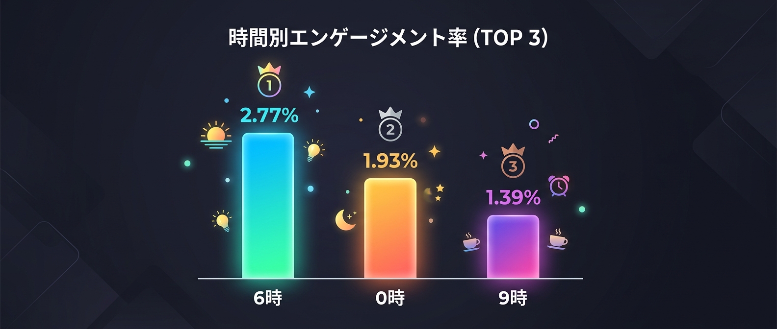 時間帯別の平均エンゲージメント率ランキング（トップ3）
