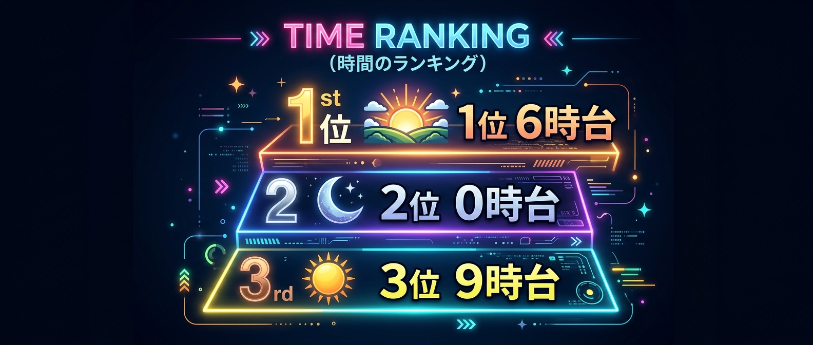 高エンゲージメントを記録する時間帯トップ3