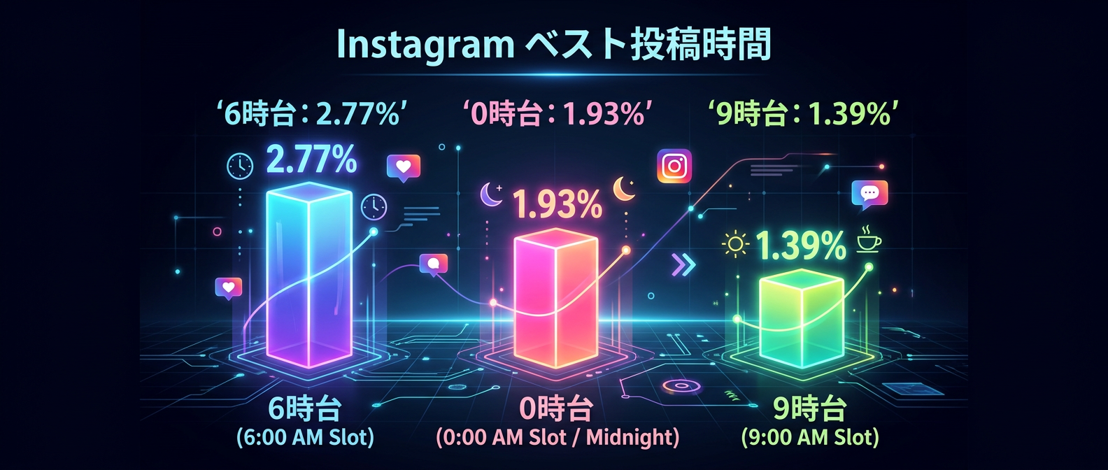 最もエンゲージメントが高まる投稿時間の分析データ