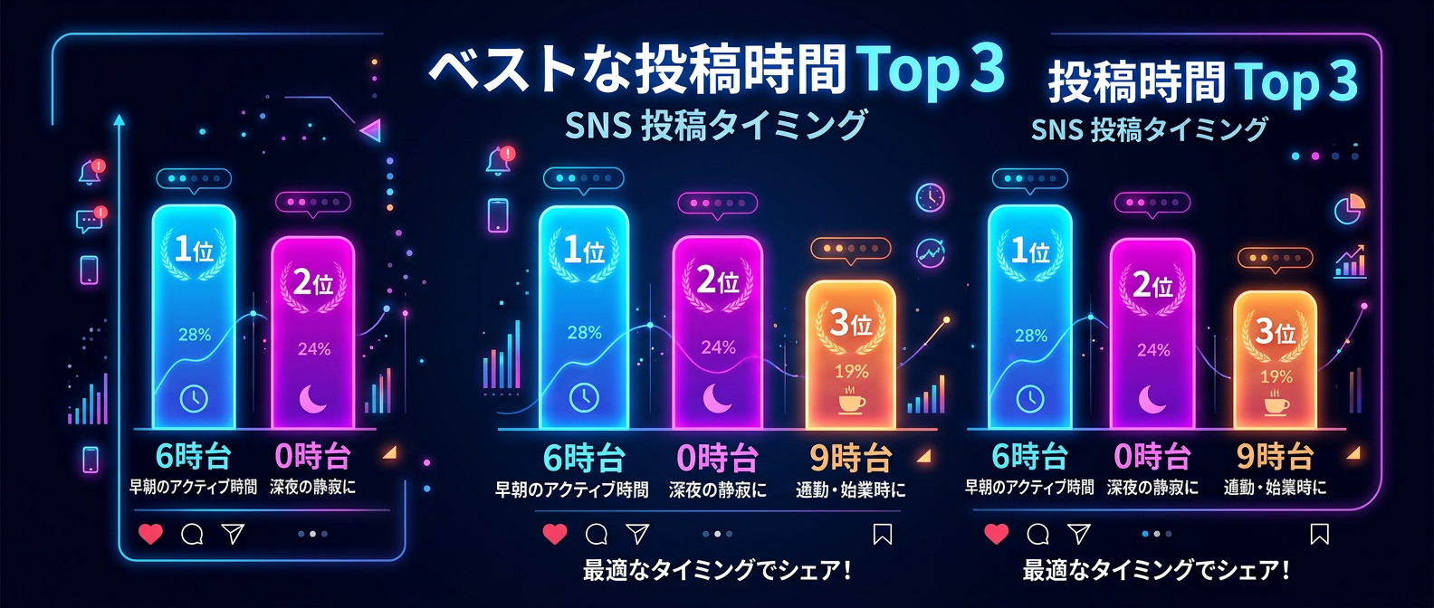 テキスト系SNSにおける高エンゲージメントを獲得しやすい投稿時間トップ3