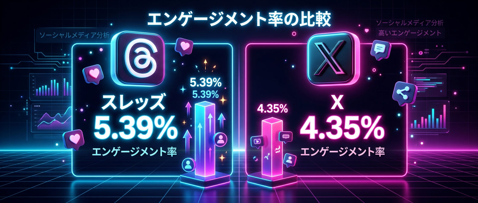 ThreadsとXの平均エンゲージメント率比較