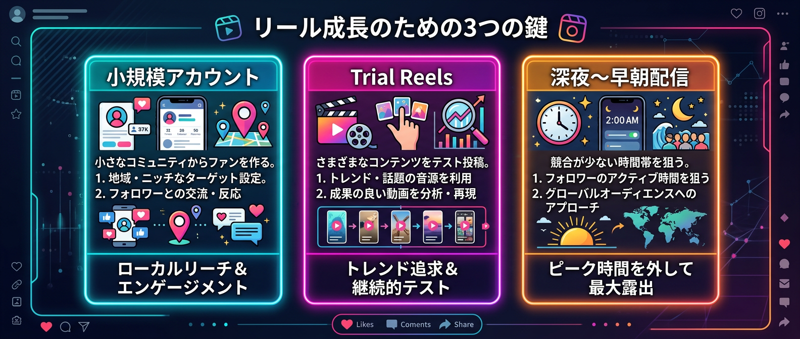 Instagram Reelsを成長させる3つの最適解