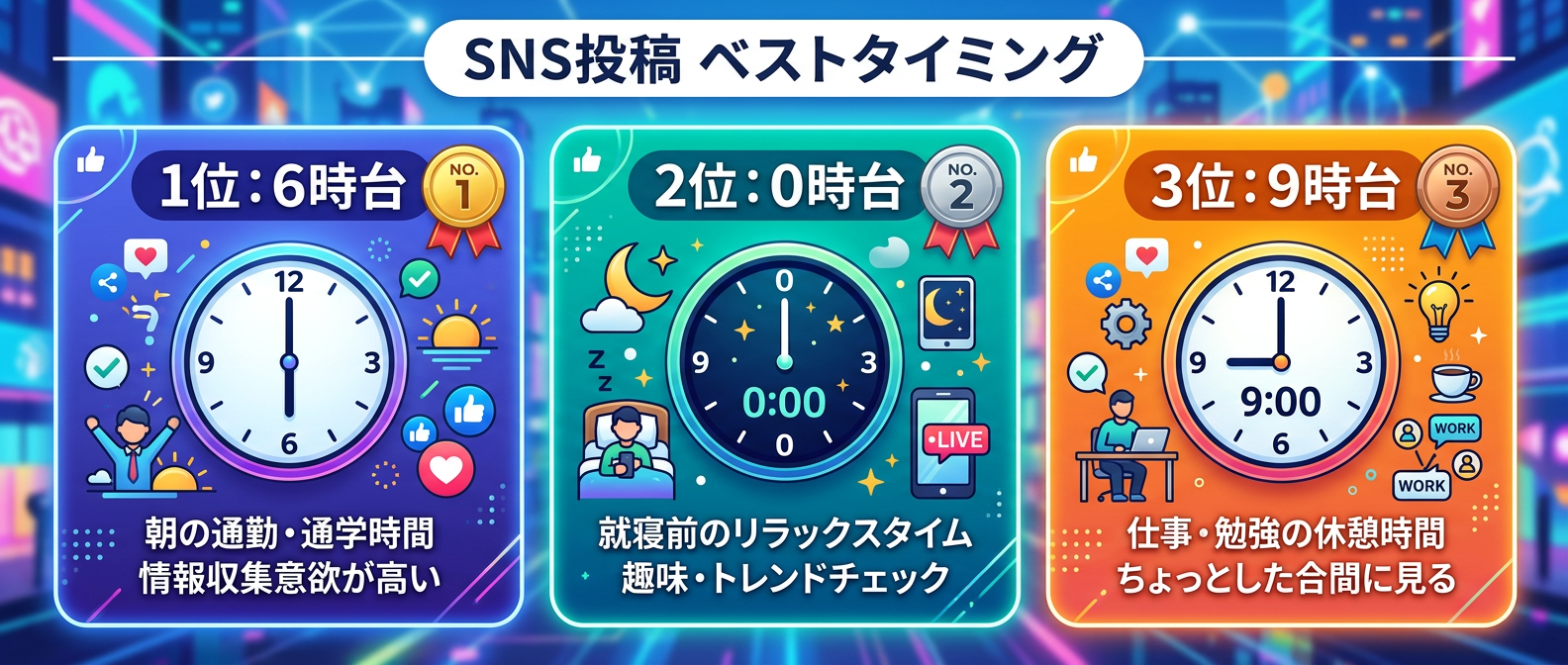 X/Threadsのエンゲージメントが高まるピーク時間帯トップ3