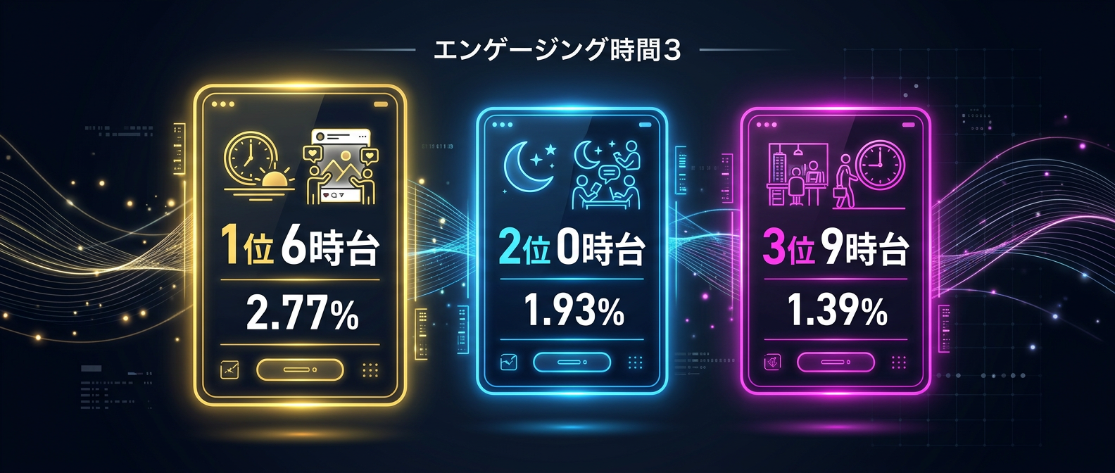 高エンゲージメントを獲得しやすい時間帯トップ3