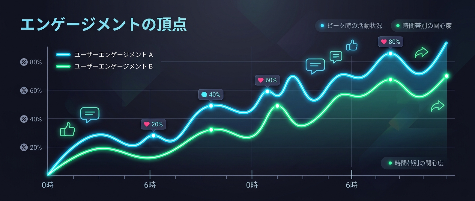 早朝6時と深夜0時のエンゲージメント比較