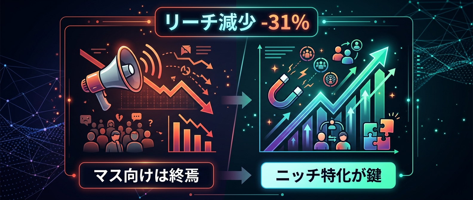 リーチ激減の現状と、エンゲージメントを回復させるニッチ特化戦略