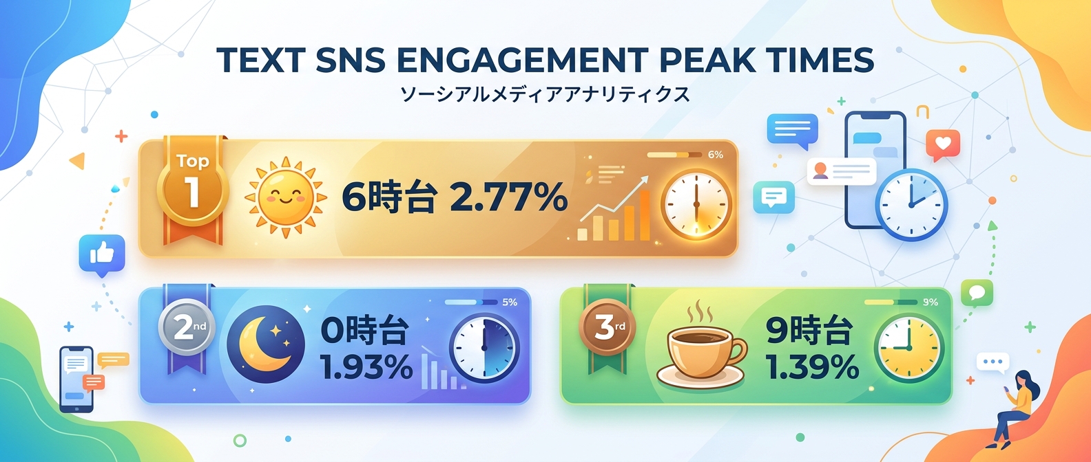 テキストSNSにおける高エンゲージメント時間帯トップ3