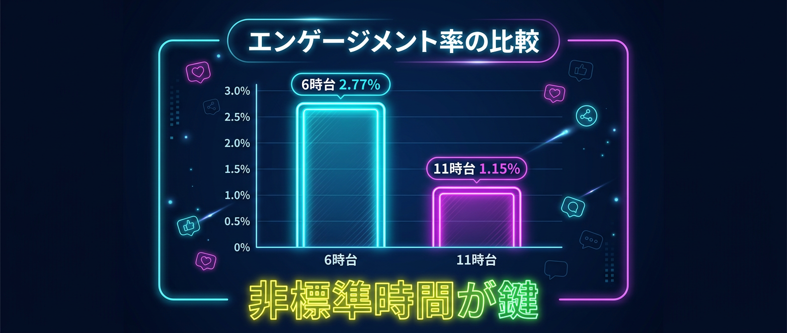 早朝などの非標準時間帯が圧倒的なエンゲージメントを生む