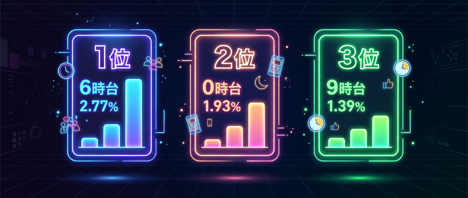時間帯別エンゲージメント率ランキング上位3つ