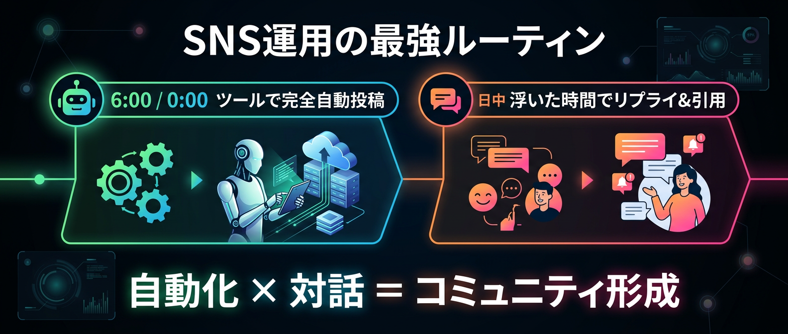 自動化と対話の分業ルーティン図解