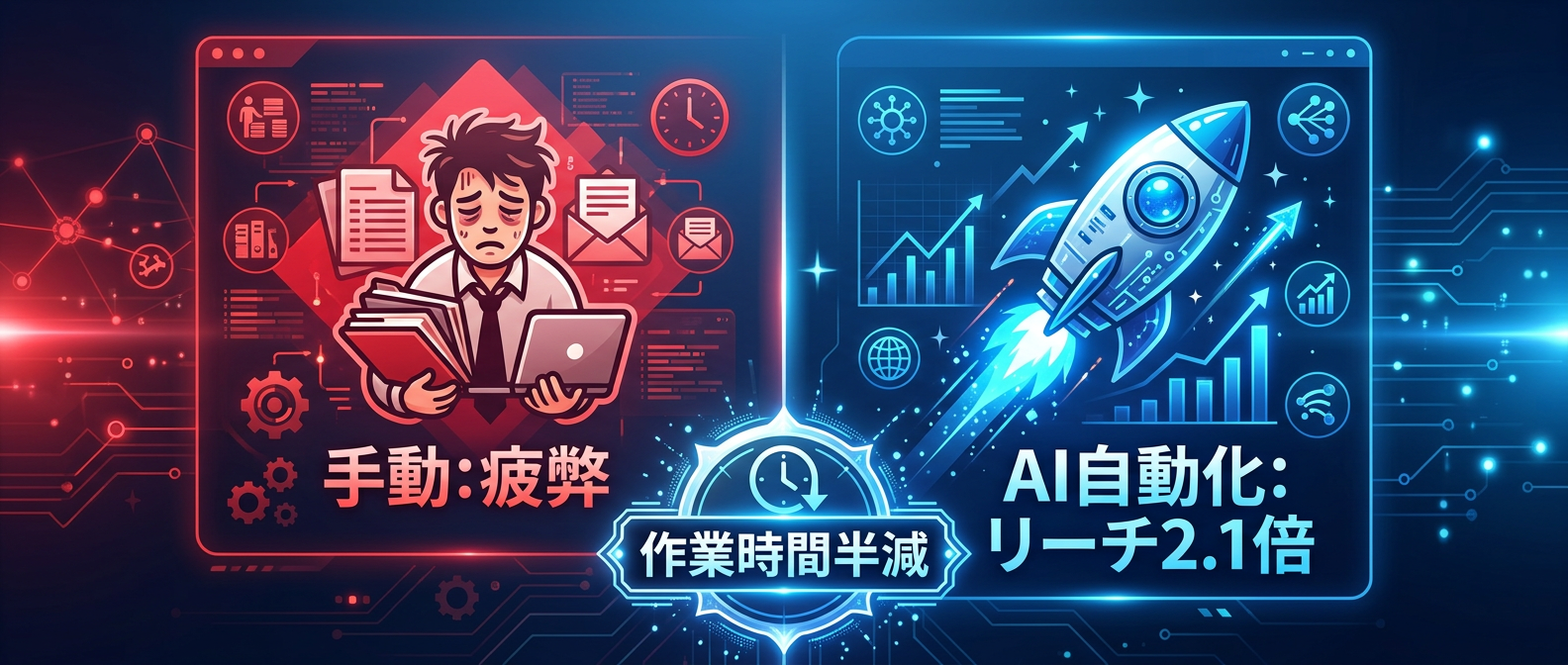手動運用による疲弊と、AI自動化による成長の比較