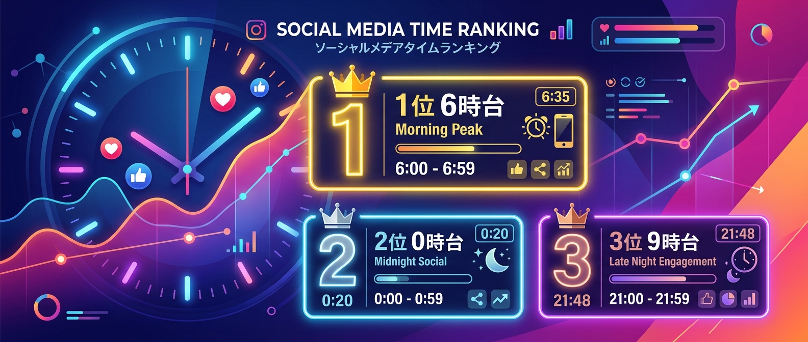 エンゲージメントが高まる最適な投稿時間帯TOP3