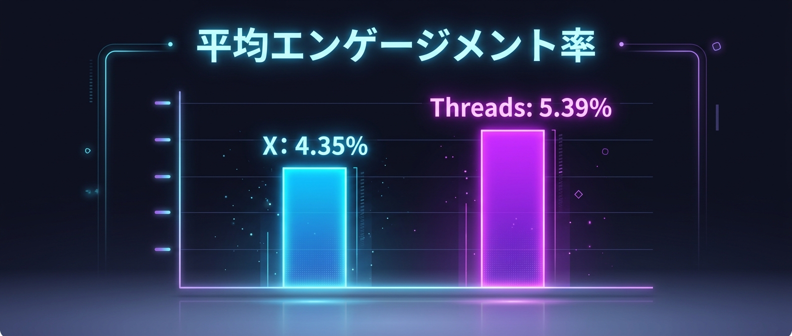 XとThreadsの平均エンゲージメント率の比較