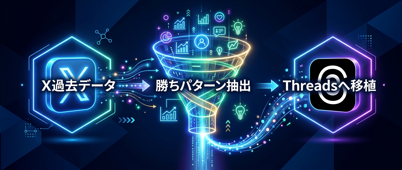 Xの過去データから勝ちパターンを抽出し、Threadsへ移植する戦略