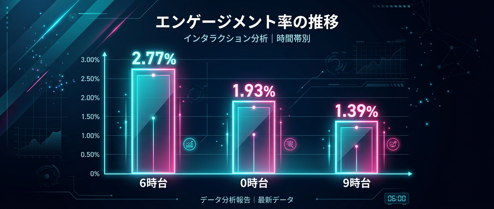 早朝6時台の投稿が最も高いエンゲージメント率を記録