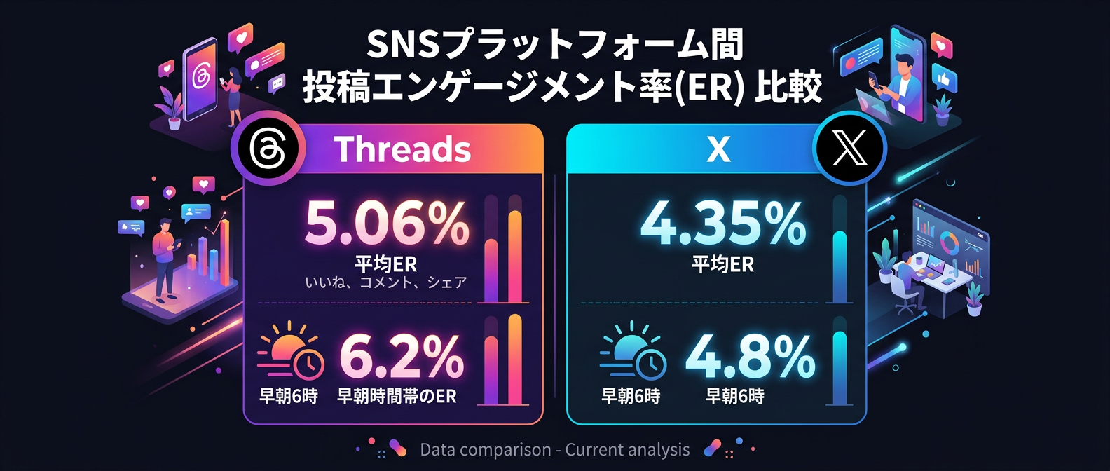 ThreadsとX（Twitter）のエンゲージメント率比較