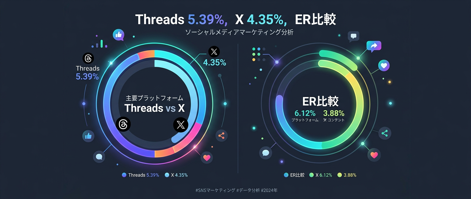 ThreadsとXの平均エンゲージメント率比較