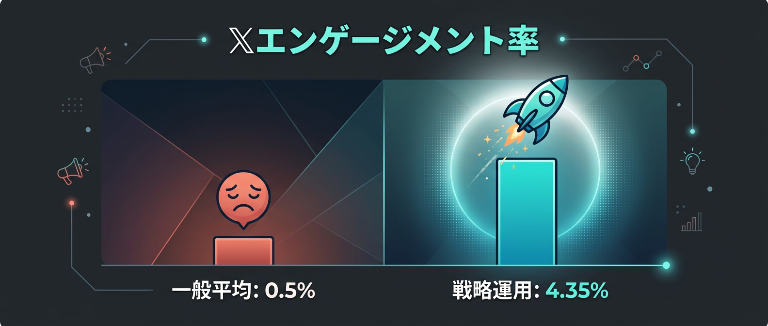 Xエンゲージメント率の二極化：一般平均と戦略運用の比較