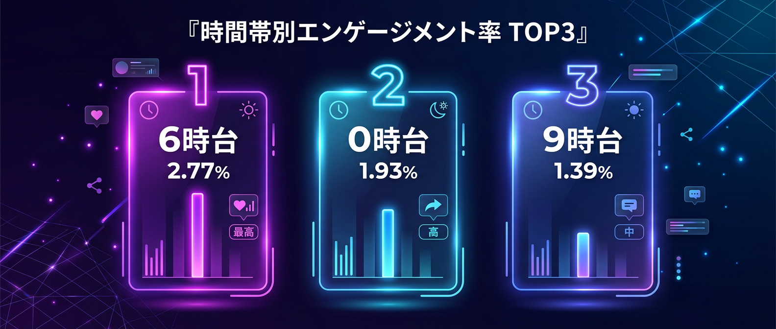 時間帯別の平均エンゲージメント率（トップ3）