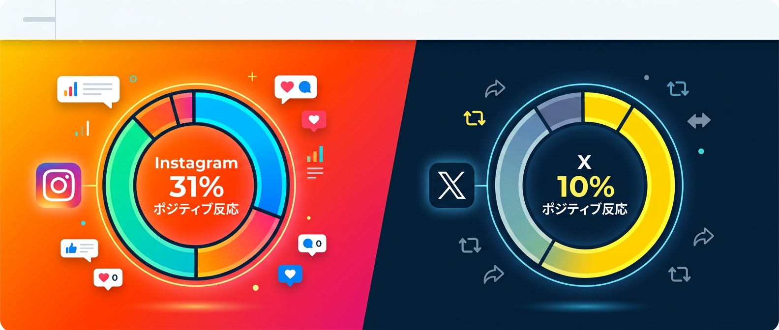 プラットフォームごとのポジティブ反応の差