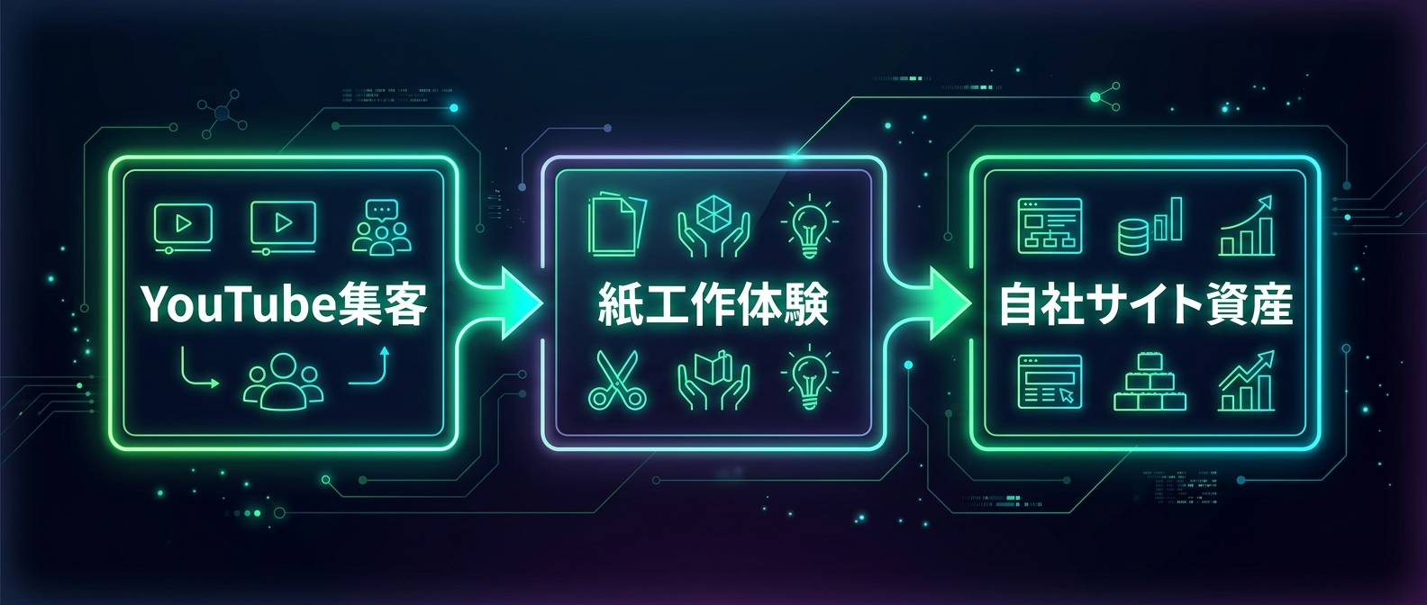 デジタル空間のトラフィックを物理的体験を介して自社資産へと変換する「物理誘導網」