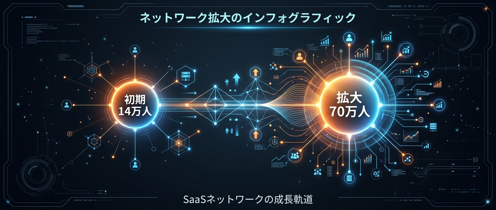 複利で爆発するネットワーク効果によるリーチ拡大予測