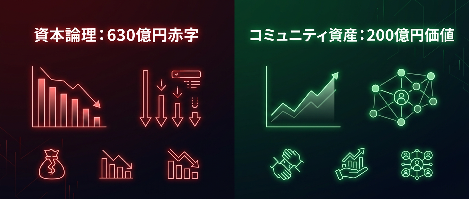 莫大な赤字を生む資本論理と、勝手に増殖するコミュニティ資産の残酷なコントラスト。
