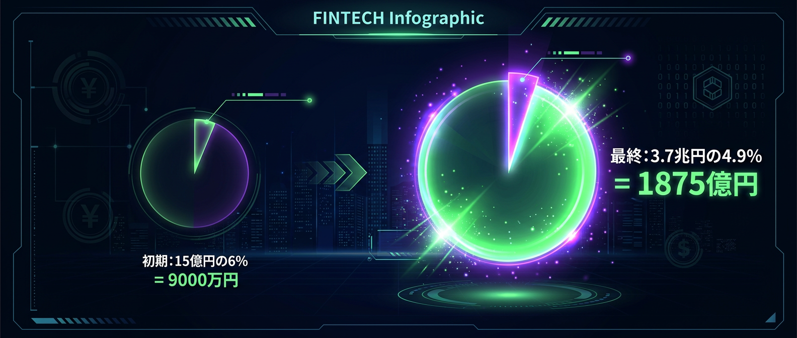 持分が減ってもパイが爆発すれば資産は天文学的になる