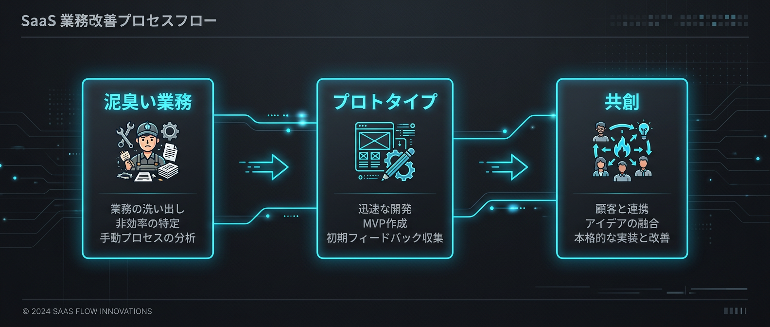 泥臭い業務を見つけ、プロトタイプを作り、顧客と共創する。