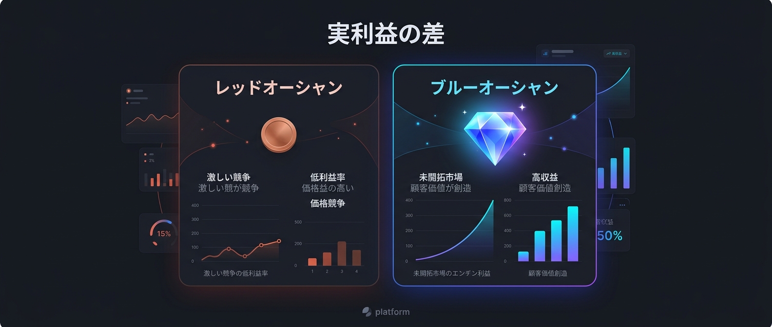 薄利多売のレッドオーシャンと、高単価なブルーオーシャンの圧倒的な利益差。
