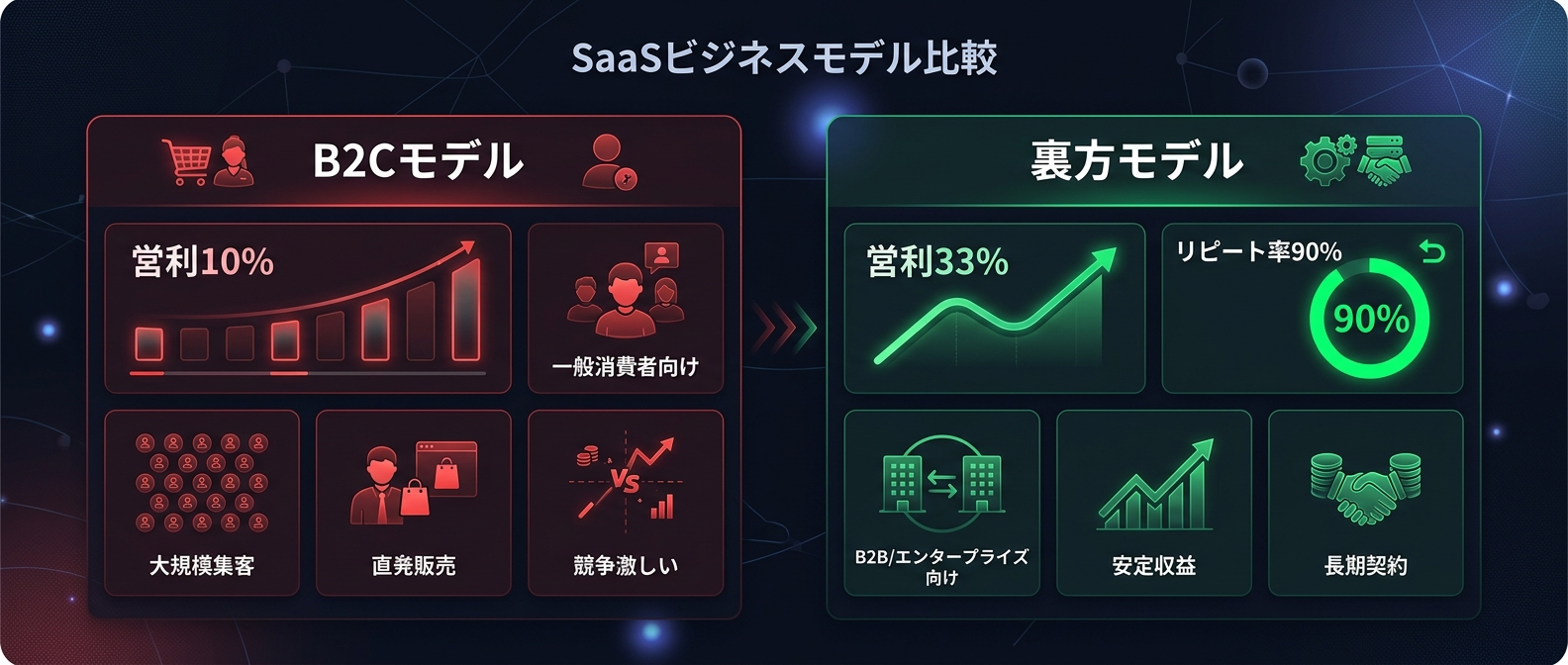 主役型（B2C）と裏方型（ステルス・インフラ）の利益構造の圧倒的な差