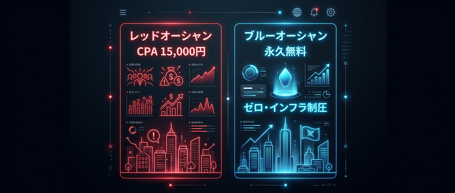 競合がひしめくレッドオーシャンと、無料で市場を制圧するブルーオーシャンの圧倒的なコスト差