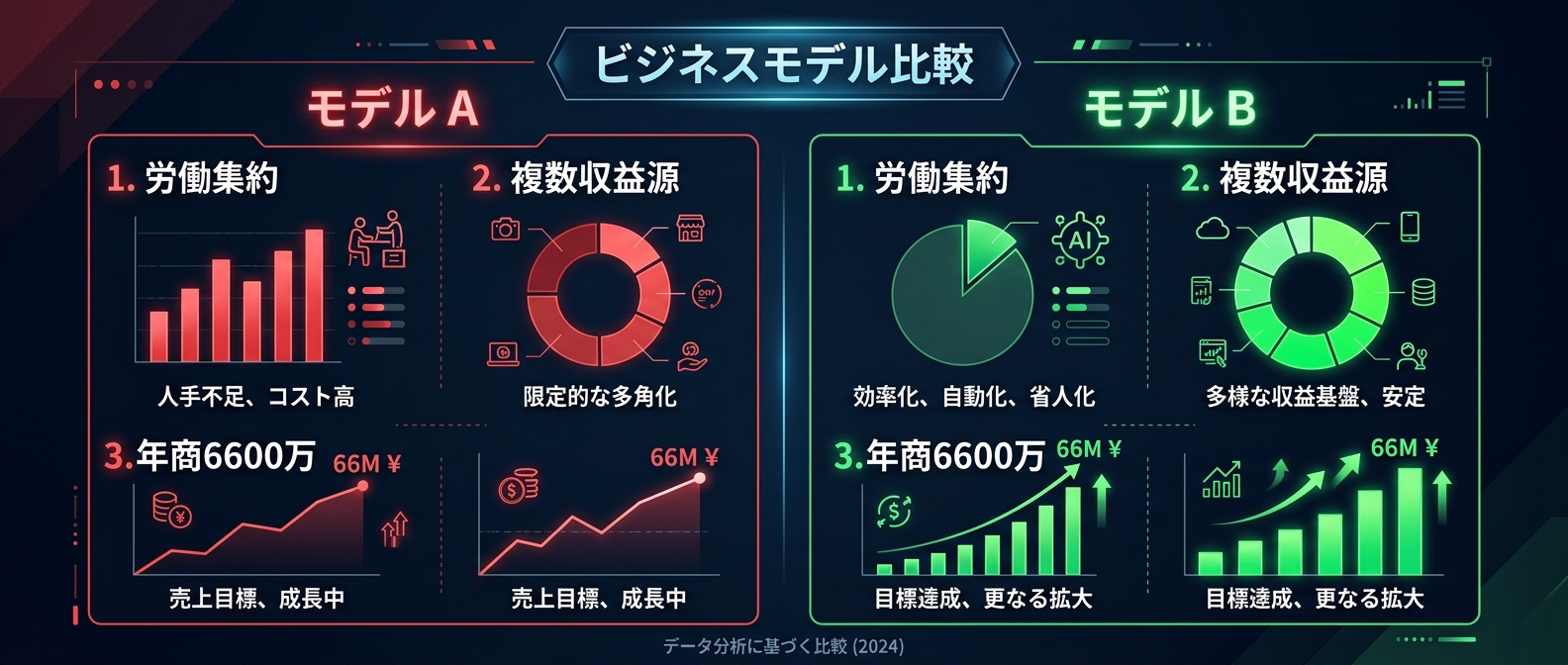 労働集約型と複数収益源の圧倒的な売上差
